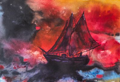 Galway hooker watercolour