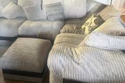 Beige corduroy corner sofa set
