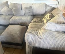 Beige corduroy corner sofa set
