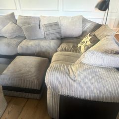 Beige corduroy corner sofa set