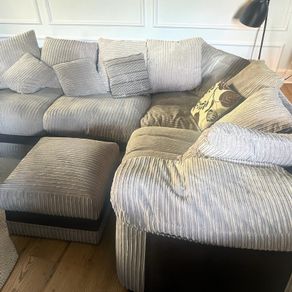 Beige corduroy corner sofa set