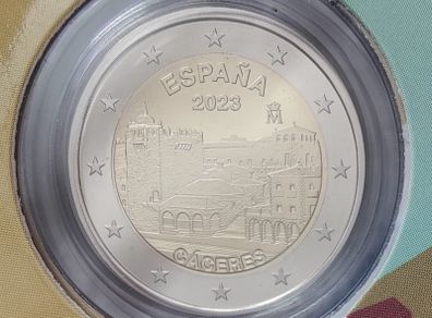 Spain 2 Euro Base Metals Proof Coin 2023 - Caceres World Heritage Site - 2 Euro Commemorative Coin