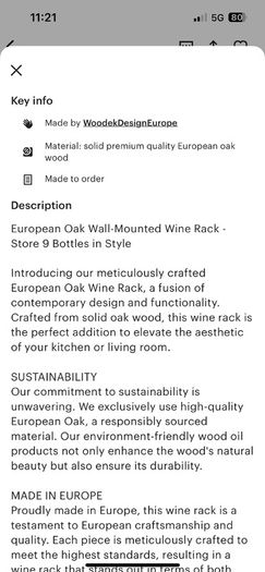 Wine Rack Oak Wood