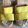 RIVER ISLAND Ladies suede mustard yellow high wedge sandals size 5 Image 8