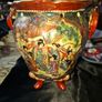 Beautiful Vintage Chinese Satsuma Style Footed Planter Moriage Geisha Cachepot Jardiniere,. Add a touch of classic Hollywood Regency flair to your home Image 4