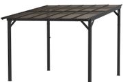 3 x 3(m) Metal Pergola with UPF 50+ and Waterproof Polycarbonate Roof, Wall-Mounted or Free Standing Garden Gazebo, Wind-resistant Outdoor Sun Shade, Dark Grey