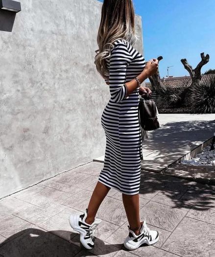 Pencil Dress With Stripes