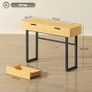 Console table 120 cm, narrow console with 2 drawers, metal frame and handleless design, natural wood Image 3