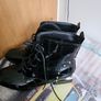 Black Patent Croc Lace-Up Ankle Boots (Gold Stud Details) Image 3