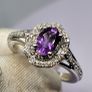 African Amethyst & Moissanite Ring in Rhodium Overlay Sterling Silver Image 5