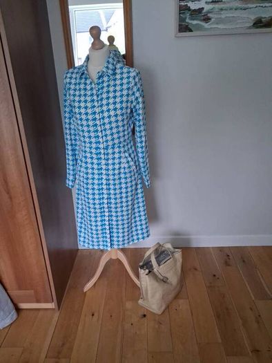 Stunning Maraislise Dress Turquoise/White Houndstooth Size 10 New Unworn