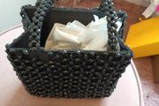 Black beaded occasion handbag