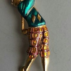 Gold Plated Golfer brooch