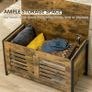 Industrial Storage Chest, Lift Top Storage Bench, Toy Box Organizer with Lid, Louvred Design and Steel Frame, Rustic Brown Image 3