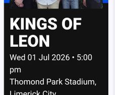 4 x Kings of Leon tickets