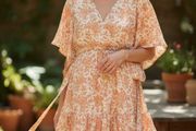 Orange White Dress Size 16  River Island