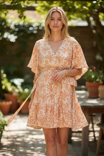 Orange White Dress Size 16  River Island