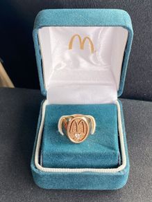RARE McDonald's 14k Gold Signet Ring with Real Diamond