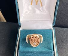 RARE McDonald's 14k Gold Signet Ring with Real Diamond