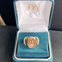 RARE McDonald's 14k Gold Signet Ring with Real Diamond