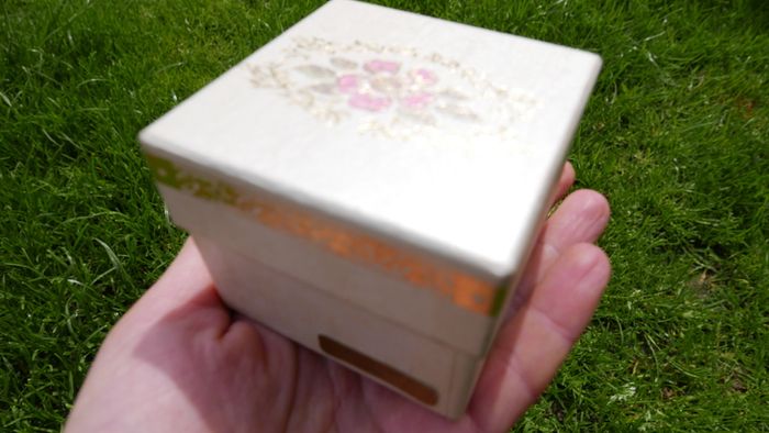 Vintage Hand Painted Waterside Flowers R Stained Glass Mirror Box