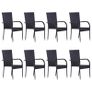 9 Piece Garden Dining Set Poly Rattan Black Image 2