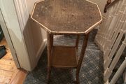 Victorian or Edwardian octagonal bamboo two-tier side table