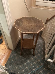 Victorian or Edwardian octagonal bamboo two-tier side table