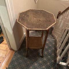 Victorian or Edwardian octagonal bamboo two-tier side table