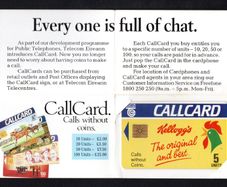 1991 Ireland 5 unit Kellogg's cereals the very first advertising Callcard Telecom Eireann (Gemplus GEM1) Call Card with paperwork given for complimentary copies