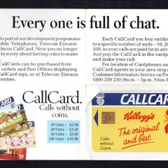 1991 Ireland 5 unit Kellogg's cereals the very first advertising Callcard Telecom Eireann (Gemplus GEM1) Call Card with paperwork given for complimentary copies