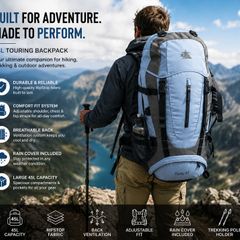 45L Touring Backpack Hiking Backpack Daypack with Rain Cover & Hydration System