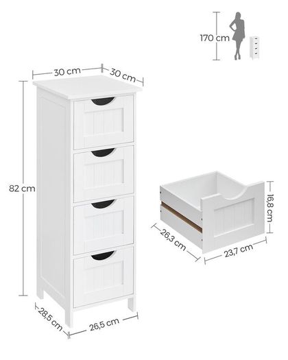 New Bathroom Floor Storage Cabinet (Matte White) FREE P&P