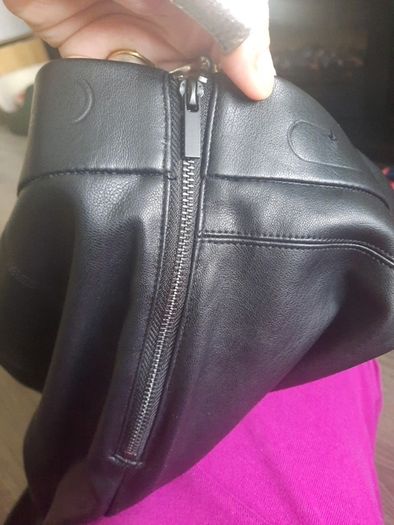 Zara black leather look trousers
