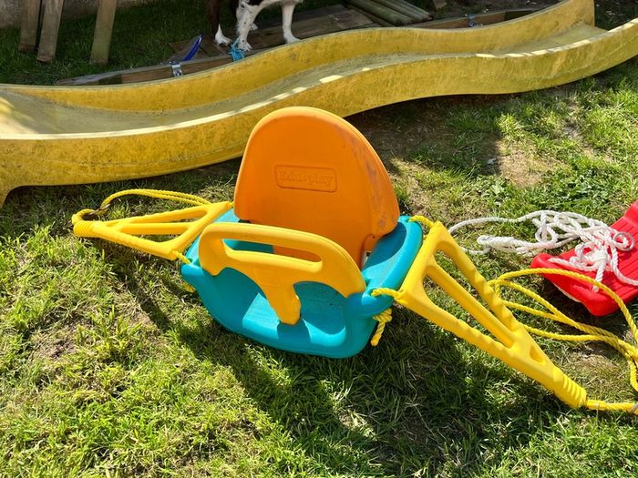 Wooden Swing Set with Slide + Swing Accessories