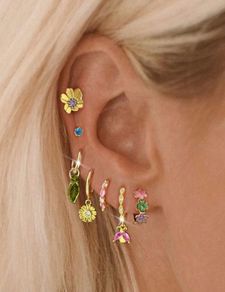 7pcs Elegant Sweet Floral Zirconia Earring & Stud Set