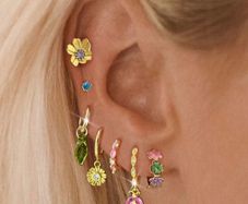 7pcs Elegant Sweet Floral Zirconia Earring & Stud Set