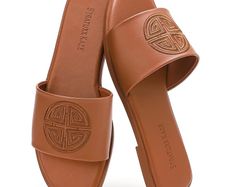 Brand New Women's Low-Heel Leather Slide Sandals Comfortable