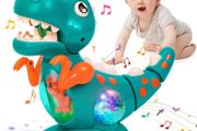 Baby Toys Musical Light Crawling Walking Dinosaur Toys for Boys Girls 12 18 24 Months, Baby Musical Toy Sound Toys Birthday Present Dino Gifts for Kids Toddler Age 1 2 3 4+ Years Old (Green/orange)