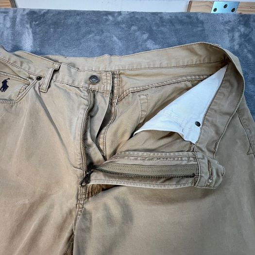 Polo Ralph Lauren Mens Trousers Chinos W36 L34 Beige Cotton Casual Zip
