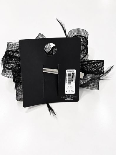 New Dunnes Stores Black Mesh & Feather Fascinator Hair Clip