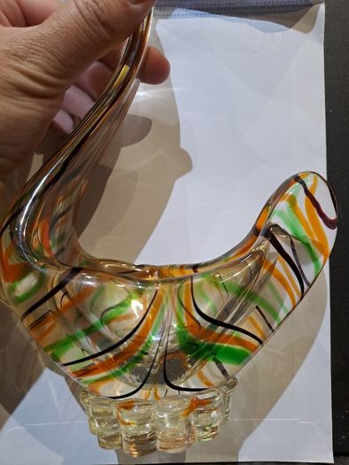 Vintage Heavy Art Glass Chicken Bowl