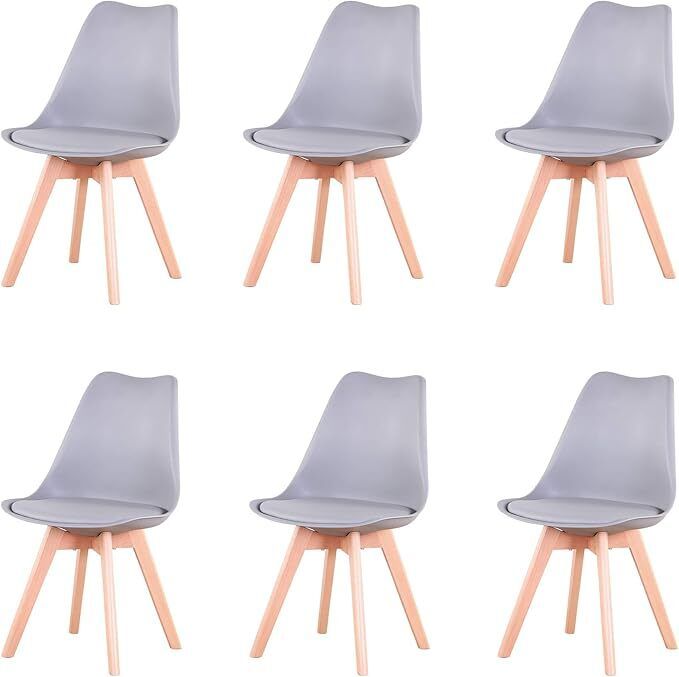 Set of 6 Dining Chairs, Padded Chairs