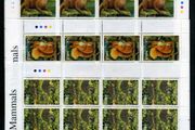 2002 Ireland Native Irish Mammals (41c Badger, 50c Otter, 57c Red Squirrel &amp; E1 Hedgehog) Commemorative Stamp Sheetlet 1A1A1A1A Mint Never Hinged (MNH)