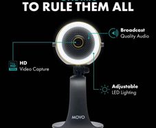 Movo WebMic Pro HD - All-in-One 1080p Webcam, Mic & Ring Light