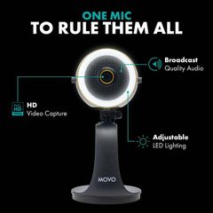 Movo WebMic Pro HD - All-in-One 1080p Webcam, Mic & Ring Light