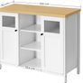 _Sideboard Kitchen Cabinet with Doors Side Cabinet Glass Window 100 x 30 x 76.5 cm Cabinet for Living Room Dining Room Kitchen Hallway Office White Image 4