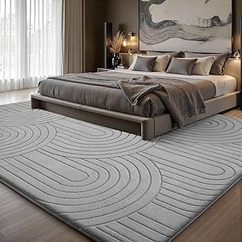Rugs Living Room 240x300cm,3D Semicircular pattern Grey Area Rugs for Bedroom,Extra Large Rugs for living room,Machine Washable Anti Slip Short Pile Rug for Kids Room Bedroom