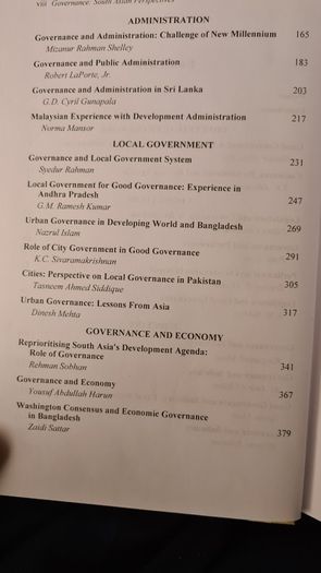 Governance. South Asian Perspective. Edited By Hasnat Abdulhye. Hardback With Dustjacket In Good Condition.