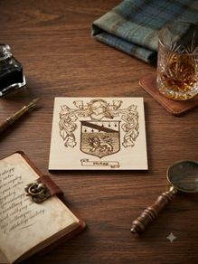 Family Crest Coat of Arms Wooden Coasters